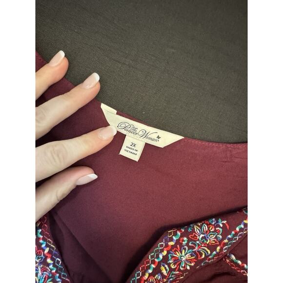 The Pioneer Woman Split Neck Embroidered Blouse Women's Plus Size 2X - Picture 7 of 8